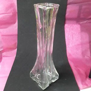 VINTAGE EUROPA 1408 PROFILE GLASS BUD VASE - VINTAGE 1980's - STANDS 8-1/2" TALL